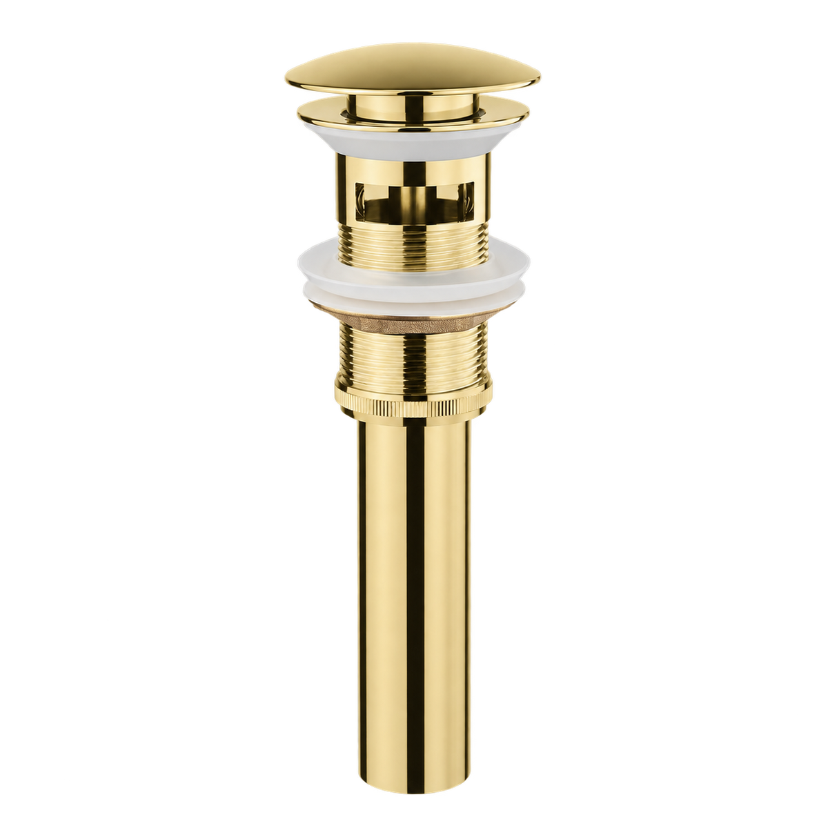Bonde escamotable dorée et plaque de finition pour robinet de lavabo