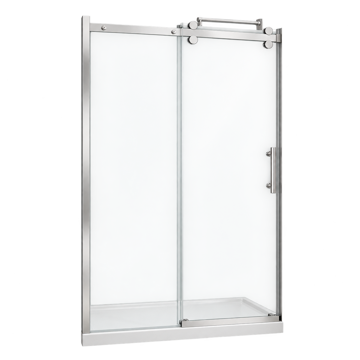 Ensemble de douche alcôve avec porte en verre et base dans une salle de bain moderne