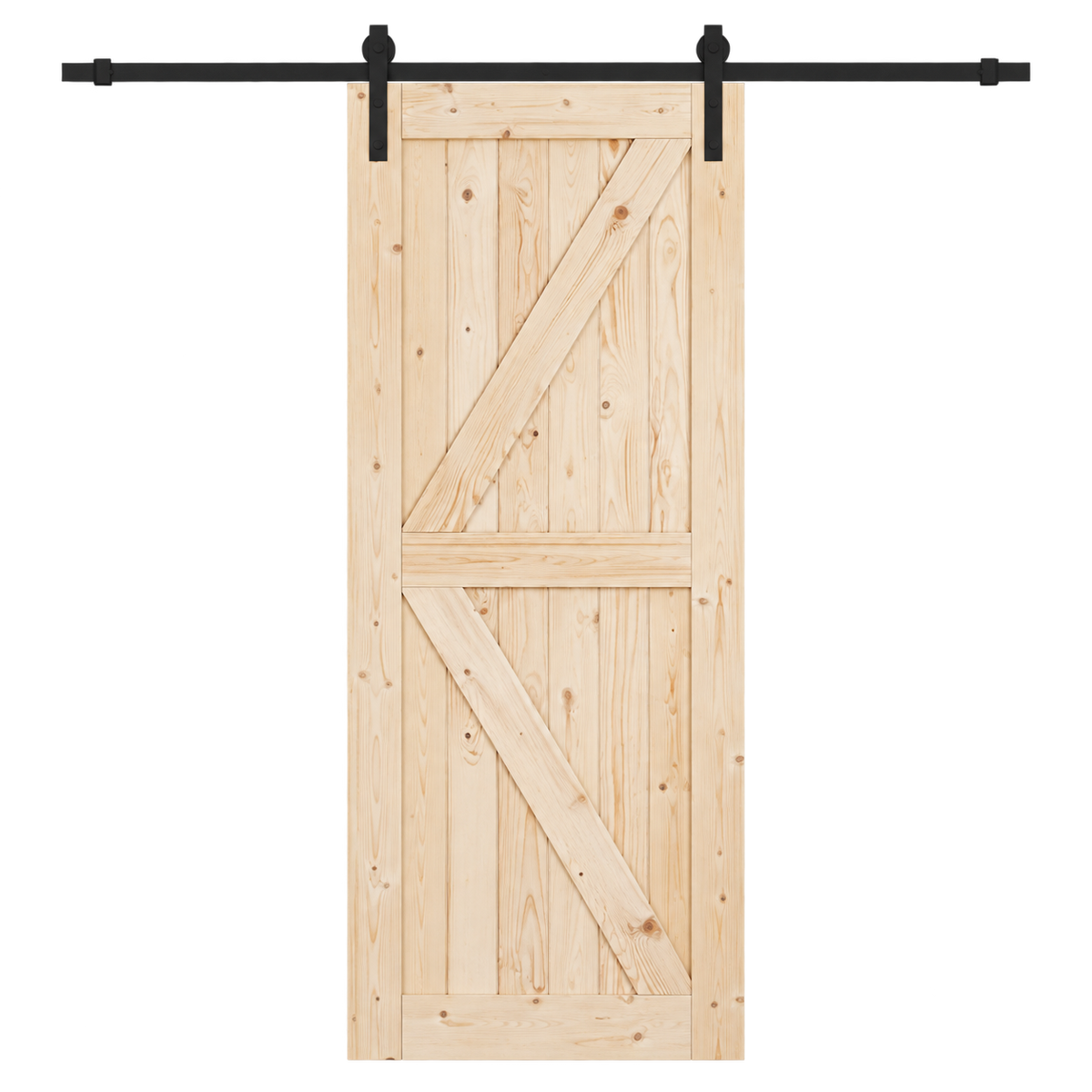 Porte intérieure en pin naturel installée dans une entrée moderne