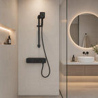 Ensemble de robinet de douche avec douchette à main 3 fonctions et tablette intégrée