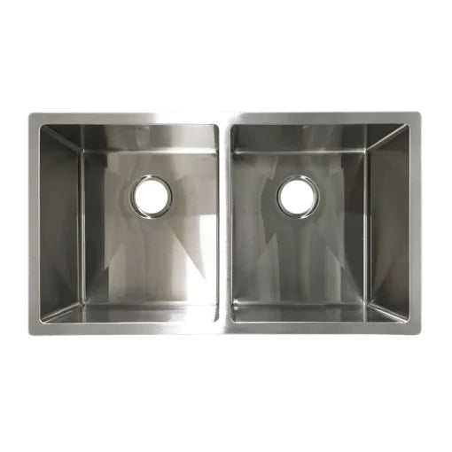Évier double sous plan en acier inoxydable brossé 32" x 18" x 9"