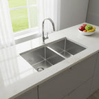 Évier double sous plan en acier inoxydable brossé 32" x 18" x 9"