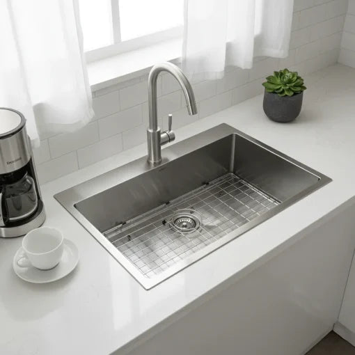Évier simple en acier inox brossé 31-3/8 po x 20-5/8 po x 9"