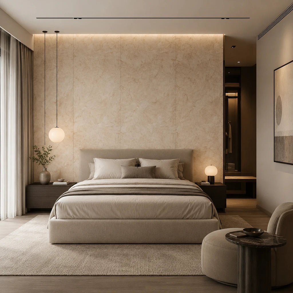 96" x 48" Marbre Botticino Decorative Wall Panel