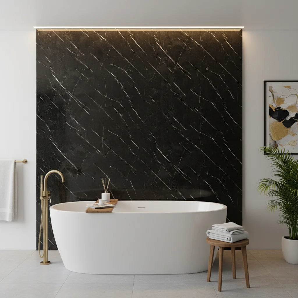 Panneau mural décoratif Encre effet marbre noire
