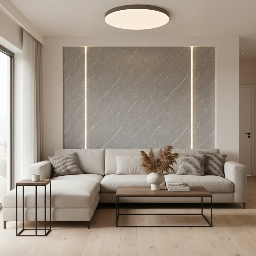 Panneau mural décoratif Ardoise effet marbre gris.