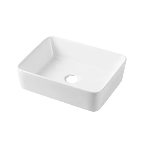 Lavabo à poser rectangulaire en porcelaine blanche lustrée 18-9/10" x 14-1/2" x 5-1/10"