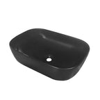 Lavabo à poser rectangulaire arrondi en porcelaine noir mat 16-3/5" x 12-3/5" x 5-3/10"