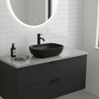 Lavabo à poser rectangulaire arrondi en porcelaine noir mat 16-3/5" x 12-3/5" x 5-3/10"