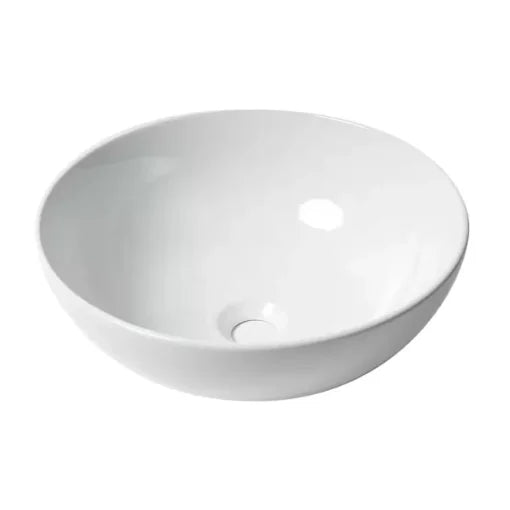 Lavabo à poser rond en porcelaine blanc lustré 15-3/4" x 15-3/4" x 5-3/10"