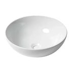 Lavabo à poser rond en porcelaine blanc lustré 15-3/4" x 15-3/4" x 5-3/10"