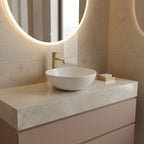 Lavabo à poser rond en porcelaine blanc lustré 15-3/4" x 15-3/4" x 5-3/10"