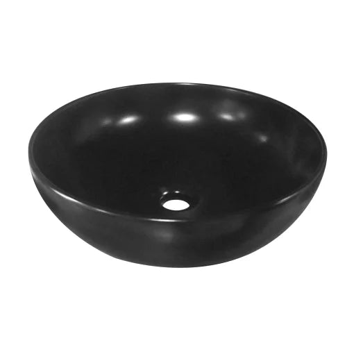 Lavabo à poser rond en porcelaine noir mat 15-3/4" x 15-3/4" x 5-3/10"