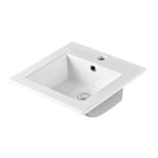 Lavabo encastré carré en porcelaine blanc lustré 16-1/10" x 16-1/10" x 6-4/5"