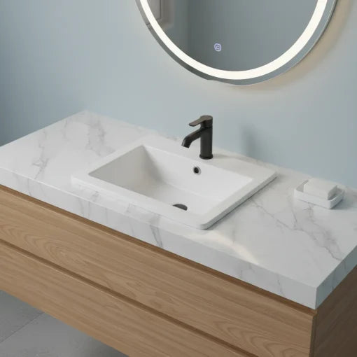 Lavabo encastré rectangulaire en porcelaine blanc lustré 21" x 18-1/10" x 7"