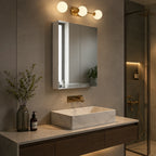 23.6" x 29.5" White Mirrored Medicine Cabinet