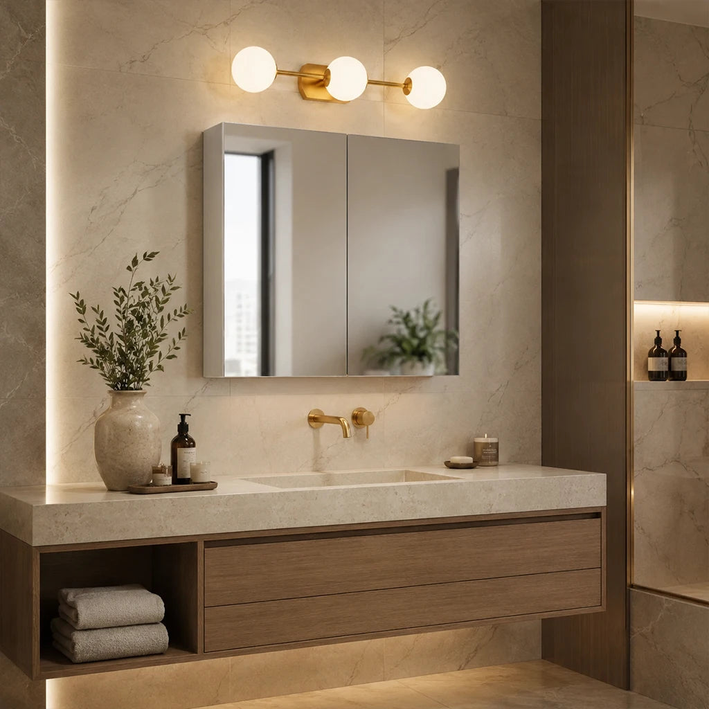 35.4" x 29.5" White Mirrored Medicine Cabinet