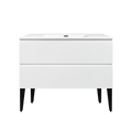 Vanité autoportante blanc lustré avec lavabo en marbre artificiel 36"