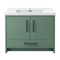 Vanité autoportante vert anglais avec lavabo en marbre artificiel 36"