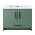 Vanité autoportante vert anglais avec lavabo en marbre artificiel 36"