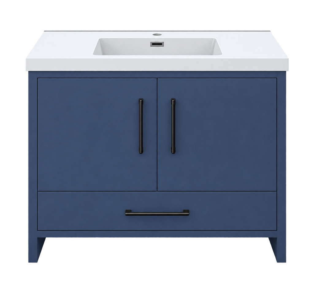 36" Malta Blue Freestanding Bathroom Vanity with Artificial Marble Sink