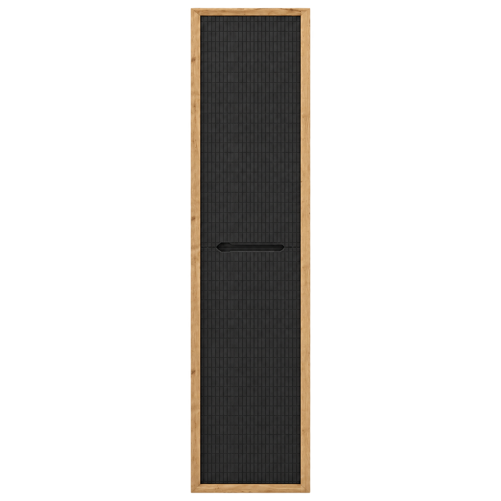 Lingerie murale chêne et noir mosaïque avec 2 compartiments de rangement 14"