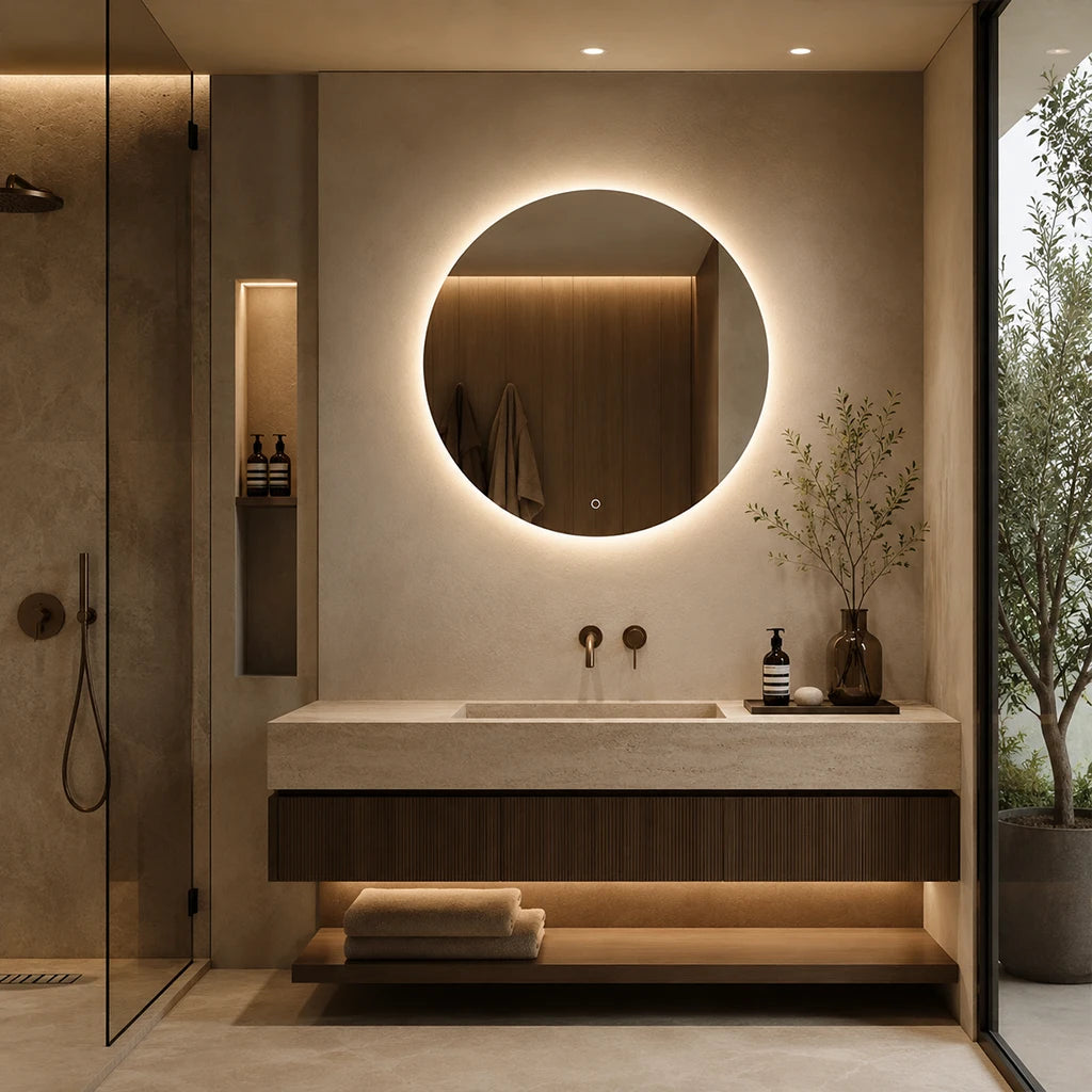 31.5" Round Frameless LED Mirror with Anti-Fog