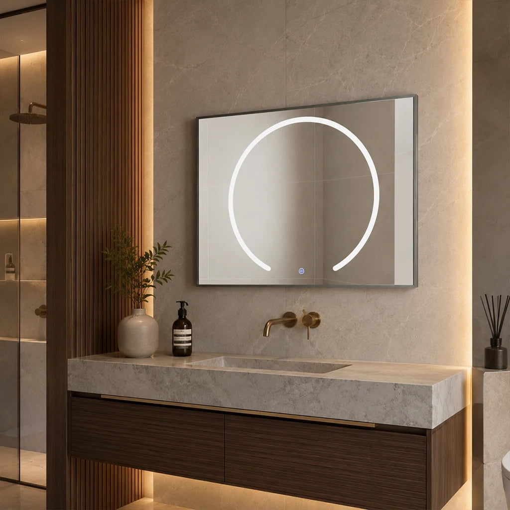Miroir DEL rectangulaire avec cadre noir 35.4" x 27.6"