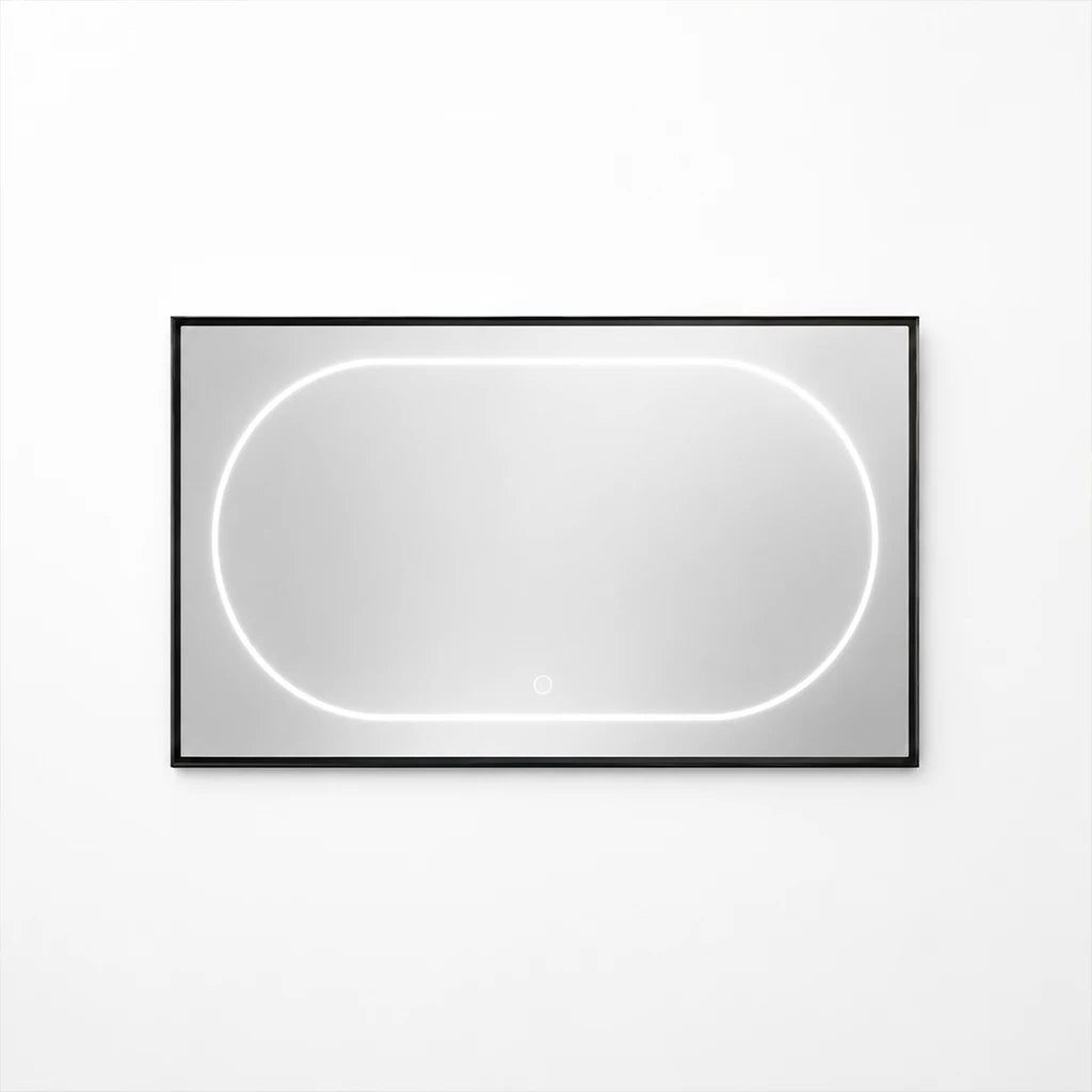 Miroir DEL rectangulaire avec cadre noir 47.2" x 27.6"