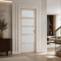30" Natural Pine Interior Door with 5 Frosted Glass Panels