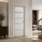 30" Natural Pine Interior Door with 5 Frosted Glass Panels