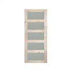 30" Natural Pine Interior Door with 5 Frosted Glass Panels