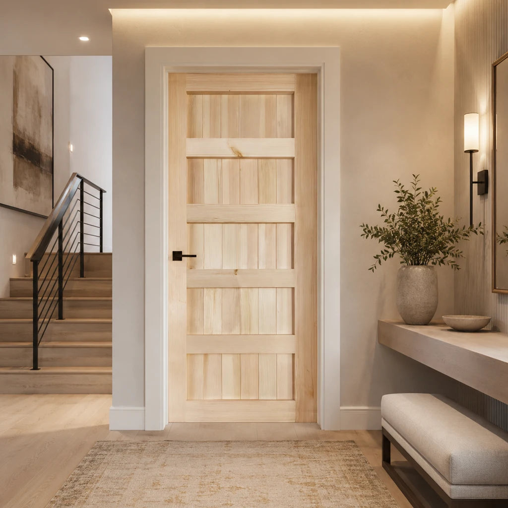 30" Natural Pine Interior Door with 4 Panels