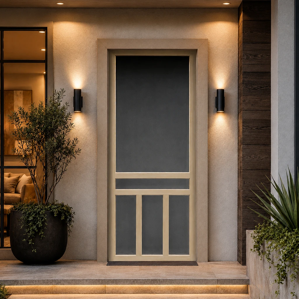 33" x 81" x 1-1/8" Pavillon Natural Pine Exterior Door with Screen