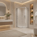 Série Athabasca ensemble de douche semi-ronde chrome (porte coulissante avec base)