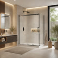 Série Aubrey ensemble de douche noir (porte coulissante, panneau latéral et base)