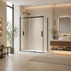 Série Aubrey ensemble de douche noir (porte coulissante, panneau latéral et base)