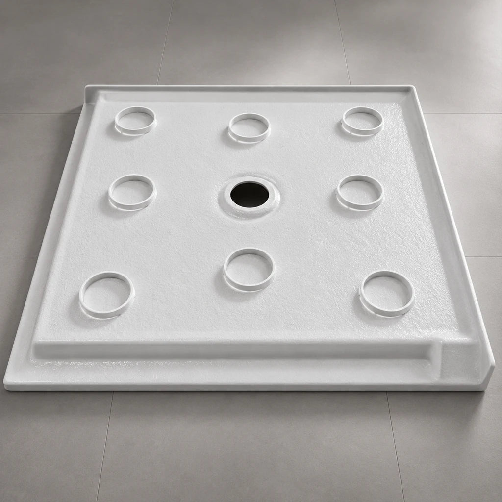 Base de douche carrée drain central