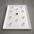 Base de douche rectangulaire antidérapante avec drain central