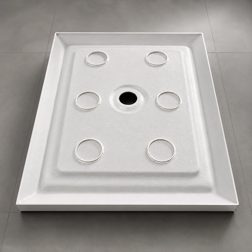 Base de douche rectangulaire drain central