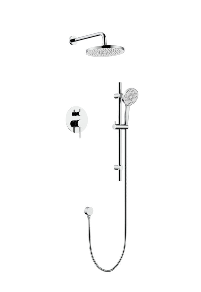 Ensemble de douche pluie avec pomme ronde et douchette à main 3 fonctions