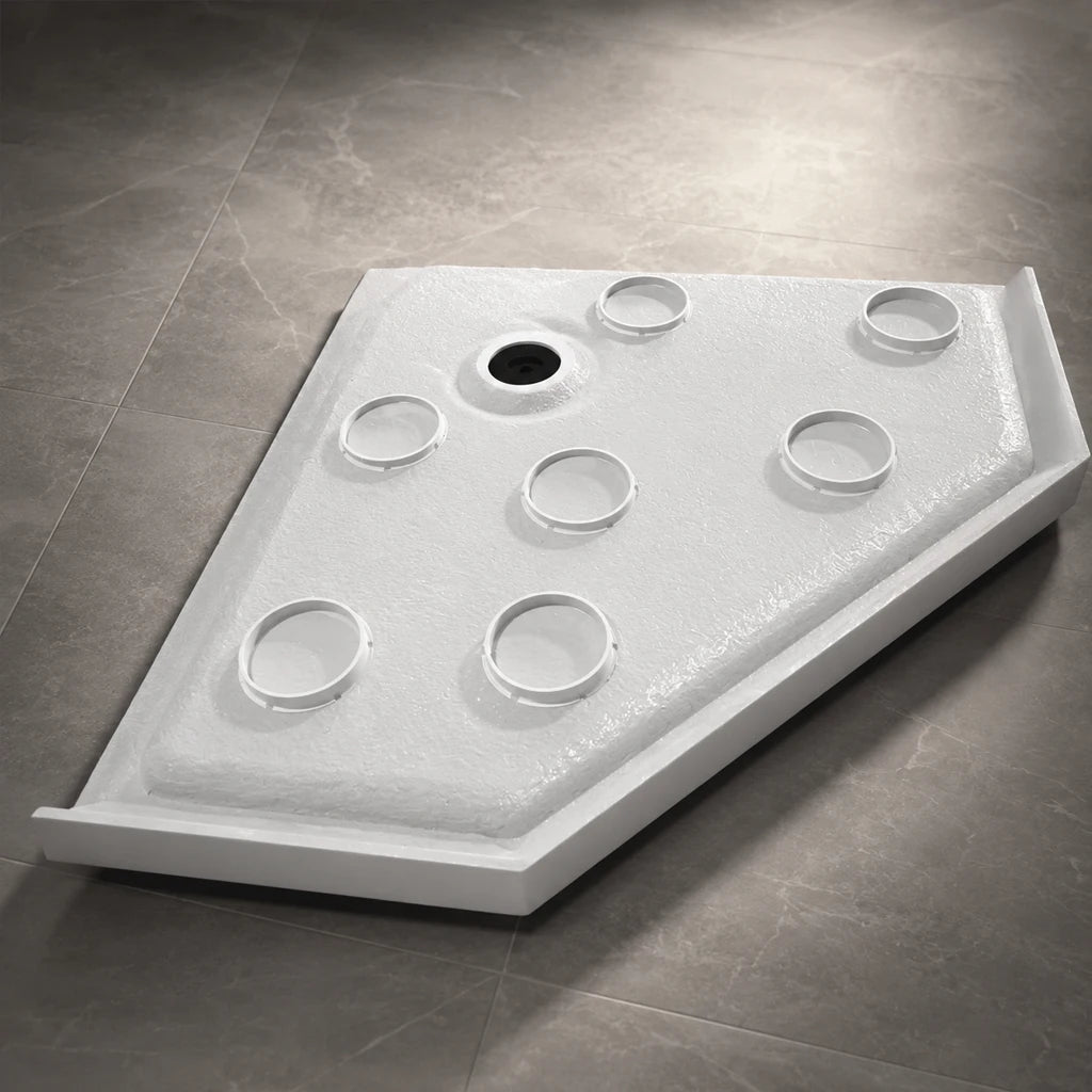 Base de douche néo-angle blanche drain central