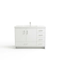 Vanité autoportante blanc lustré avec lavabo en marbre artificiel 47.2" x 19.7" x 35.2
