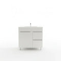 Vanité autoportante blanc lustré avec lavabo en marbre artificiel 31.5" x 18.1" x 34"