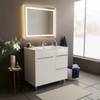 Vanité autoportante blanc lustré avec lavabo en marbre artificiel 31.5" x 18.1" x 34"