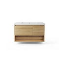 Vanité murale chêne caramel avec lavabo en marbre artificiel 35.4" x 19.7" x 23.3"