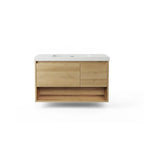 Vanité murale chêne caramel avec lavabo en marbre artificiel 35.4" x 19.7" x 23.3"
