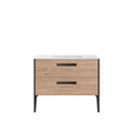 Vanité murale sable avec lavabo en marbre artificiel 40″