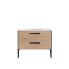 Vanité murale sable avec lavabo en marbre artificiel 40″