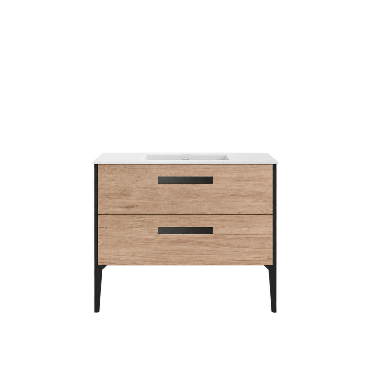 Vanité murale sable avec lavabo en marbre artificiel 40″
